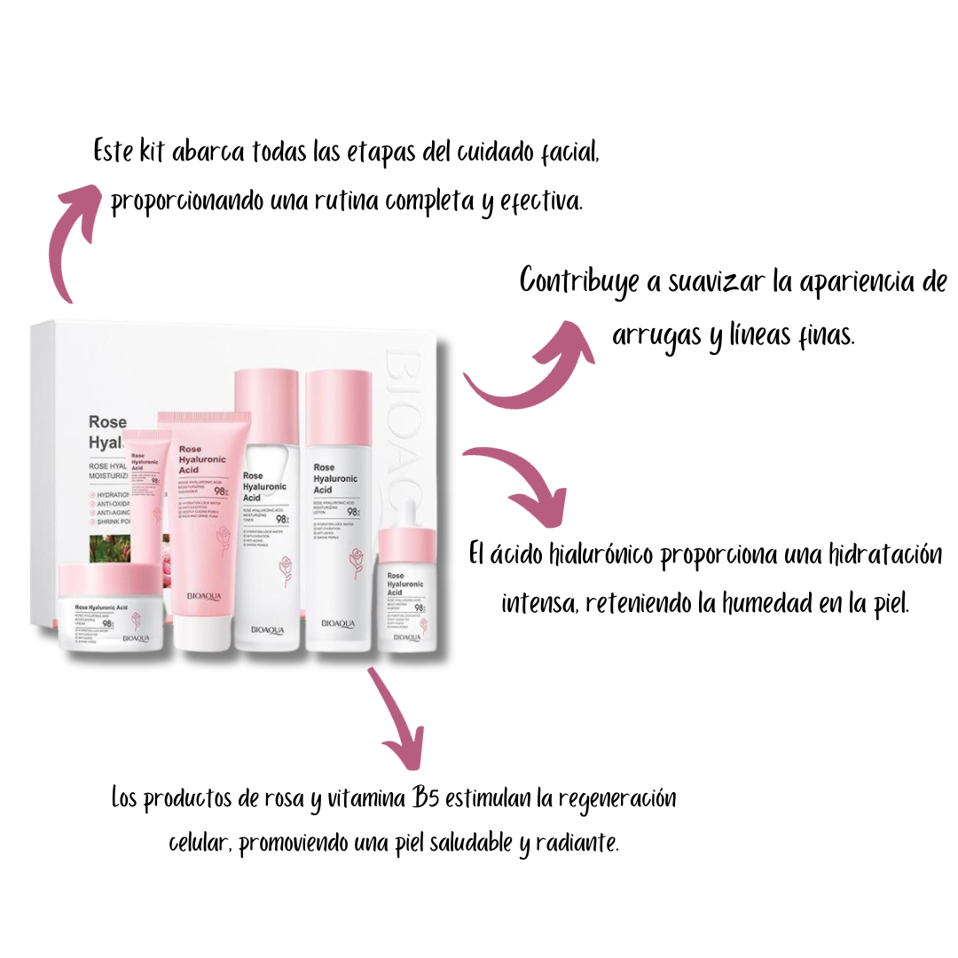 KIT X7 Productos - Rutina de Rosas con Ácido Hialurónico Bioaqua🌸 Envio Gratis + Pago Contra Entrega🚚