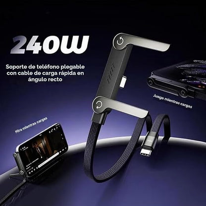 Cable Cargador 240W Pro Con Soporte Plegable Integrado🚚Envió Gratis + Pago Contra Entrega