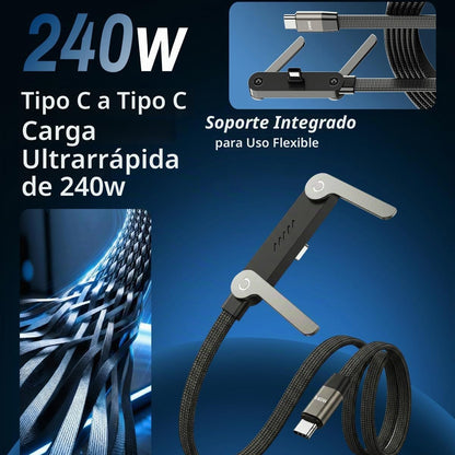 Cable Cargador 240W Pro Con Soporte Plegable Integrado🚚Envió Gratis + Pago Contra Entrega