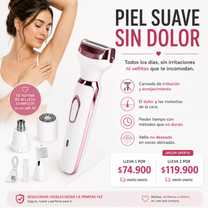 Rasuradora Eléctrica Femenina 4 en 1 – Cuida Tu Piel de Forma Práctica y Cómoda