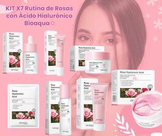 KIT X7 Productos -  Rutina de Rosas con Ácido Hialurónico Bioaqua🌸 Envio Gratis + Pago Contra Entrega🚚