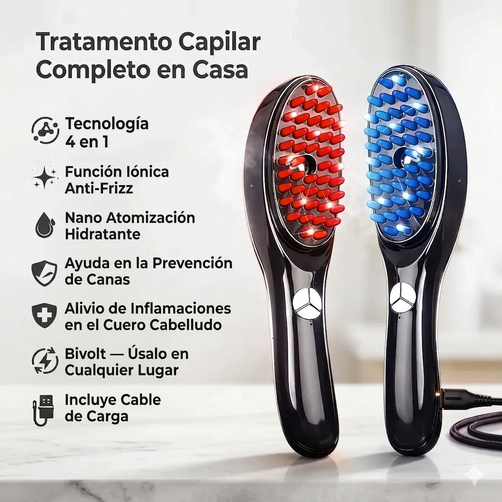 Cepillo Masajeador Capilar con Crecimiento de Cabello a Vapor