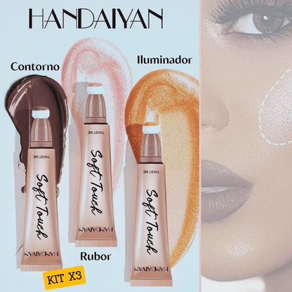 Kit X3 -  Rubor, Contorno e Iluminador liquido - HANDAIYAN