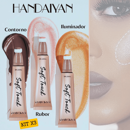 Kit X3 -  Rubor, Contorno e Iluminador liquido - HANDAIYAN