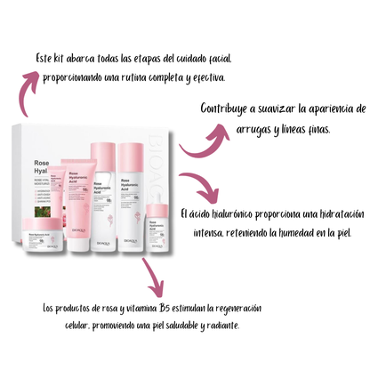 KIT X7 Productos -  Rutina de Rosas con Ácido Hialurónico Bioaqua🌸 Envio Gratis + Pago Contra Entrega🚚