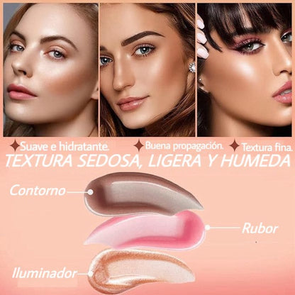 Kit X3 -  Rubor, Contorno e Iluminador liquido - HANDAIYAN