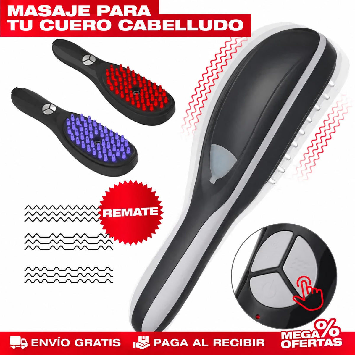 Cepillo Masajeador Capilar con Crecimiento de Cabello a Vapor